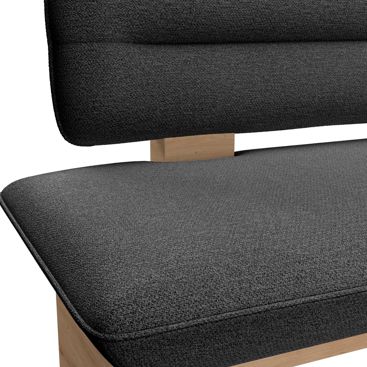 Sitzbank Beluna II Webstoff schwarz, B: 140cm - Eichefarben/Schwarz, KONVENTIONELL, Holzwerkstoff/Textil (140/87/67cm) - James Wood