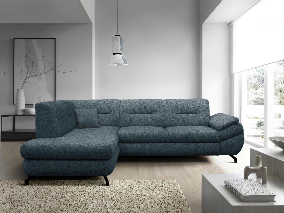 Ecksofa Imo Blau 201x274 Cm - Blau/Schwarz, Design, Textil (201/274cm) - MID.YOU