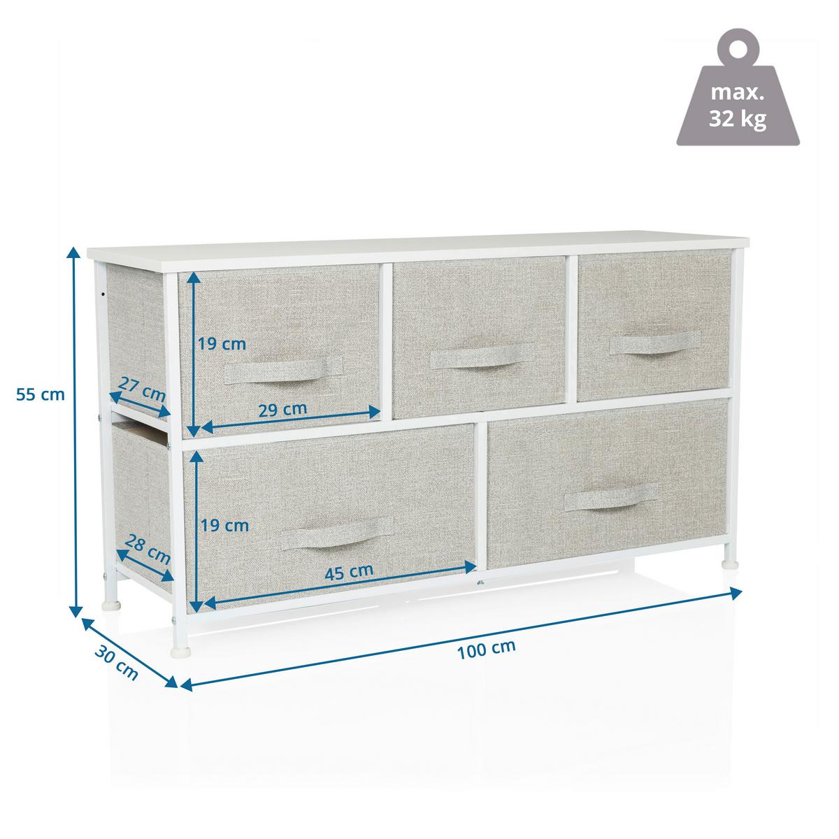 KOMODA FOLDAR - sivá/biela, Modern, textil/plast (100/55/30cm) - MID.YOU