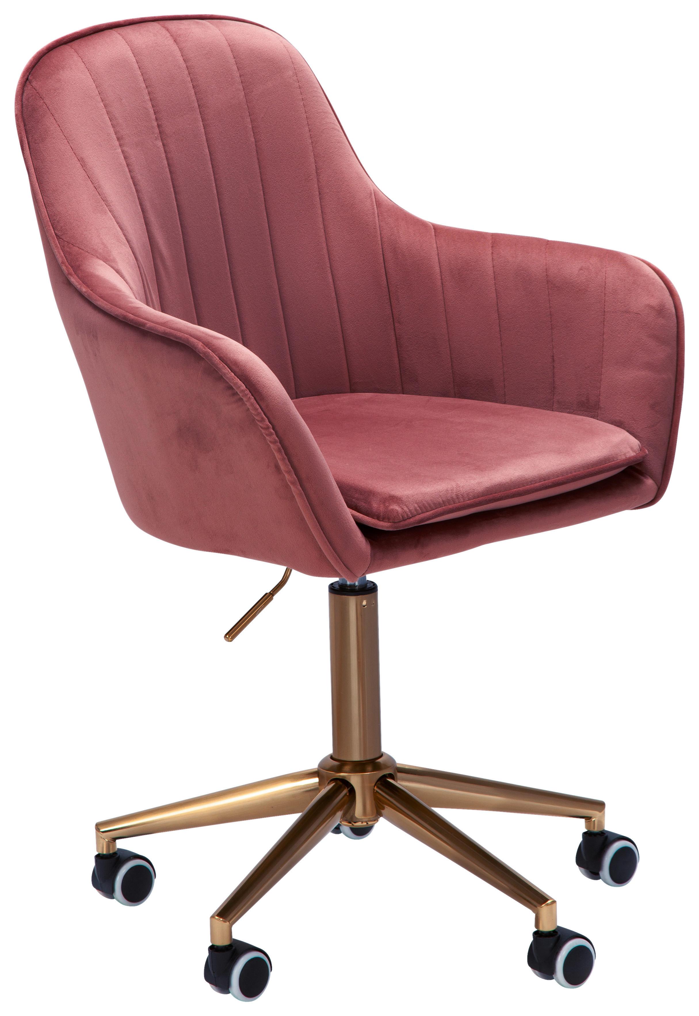 Drehstuhl mit Rollen und Armstützen Rosa/Goldfarben