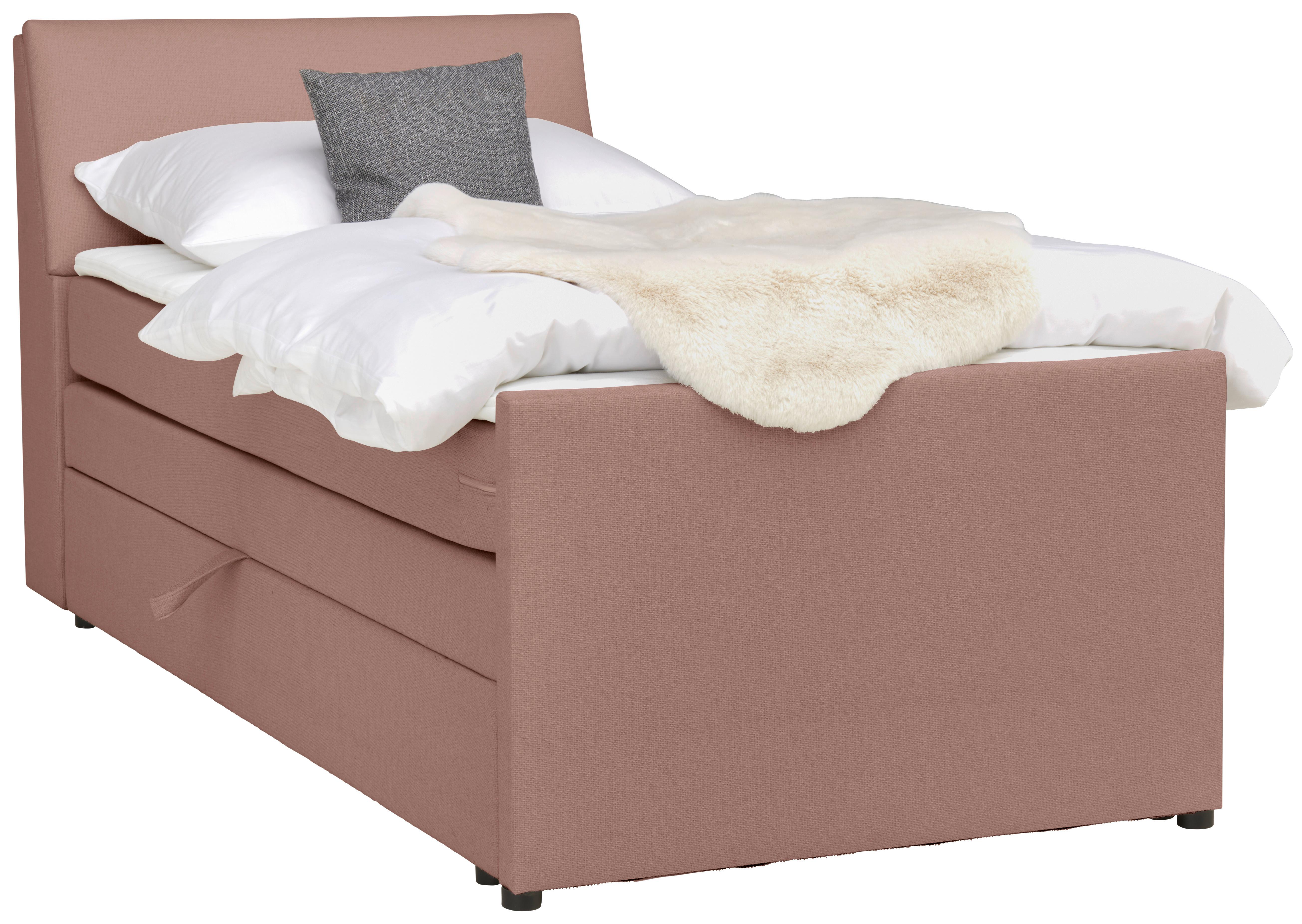 Boxspringbett Mit Bettkasten Nida 100x200 Cm Altrosa - Altrosa/Schwarz, MODERN, Holz/Textil (100/200cm) - MID.YOU