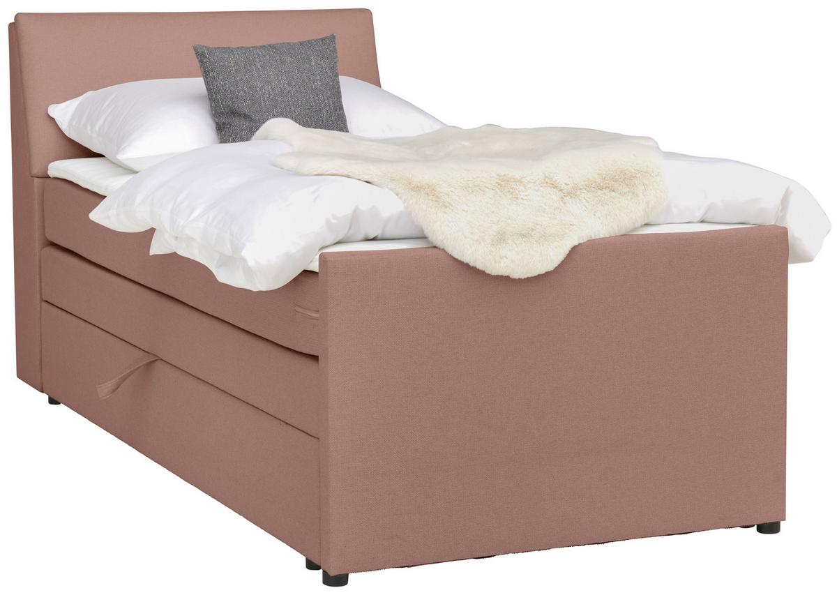 Boxspringbett Mit Bettkasten Nida 100x200 Cm Altrosa - Altrosa/Schwarz, MODERN, Holz/Textil (100/200cm) - MID.YOU