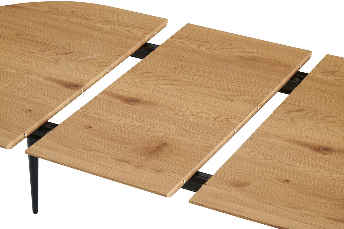 Ausziehtisch Lias 120 Az Mdf Eiche Dekor, B: 120-160 Cm - Eichefarben/Schwarz, KONVENTIONELL, Holzwerkstoff/Metall (120-160/75/80cm) - MID.YOU