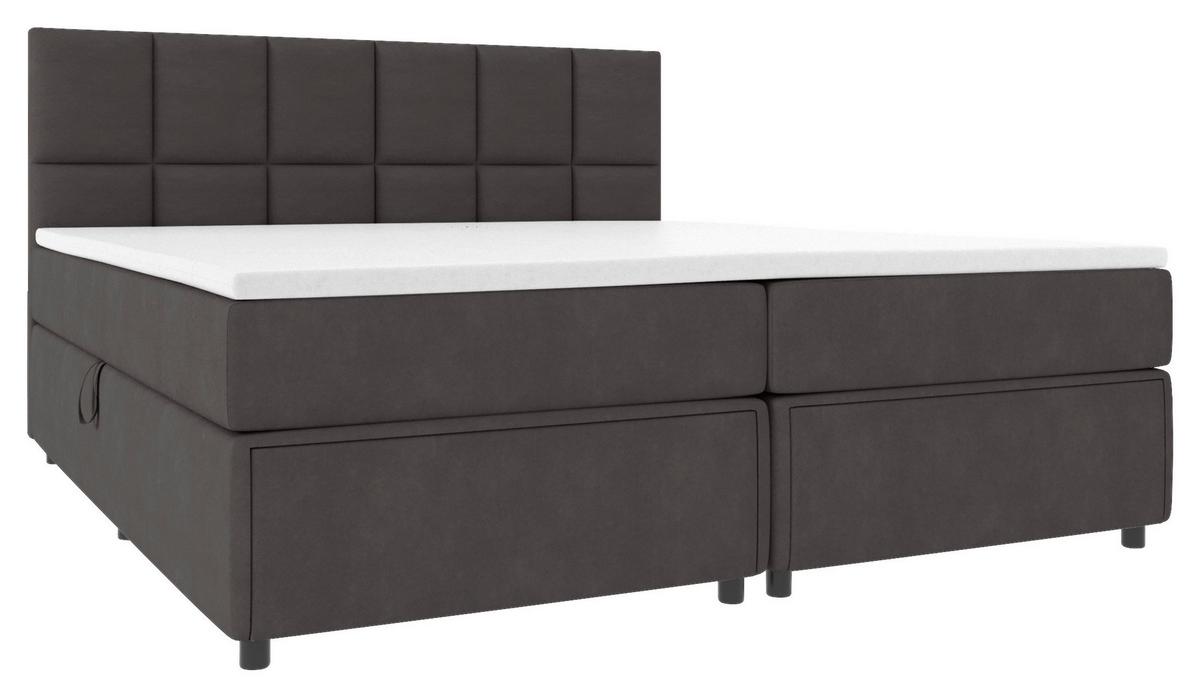 Boxspringbett Garda mit Topper 160x200 - Dunkelgrau/Schwarz, KONVENTIONELL, Holzwerkstoff/Textil (160/200cm)