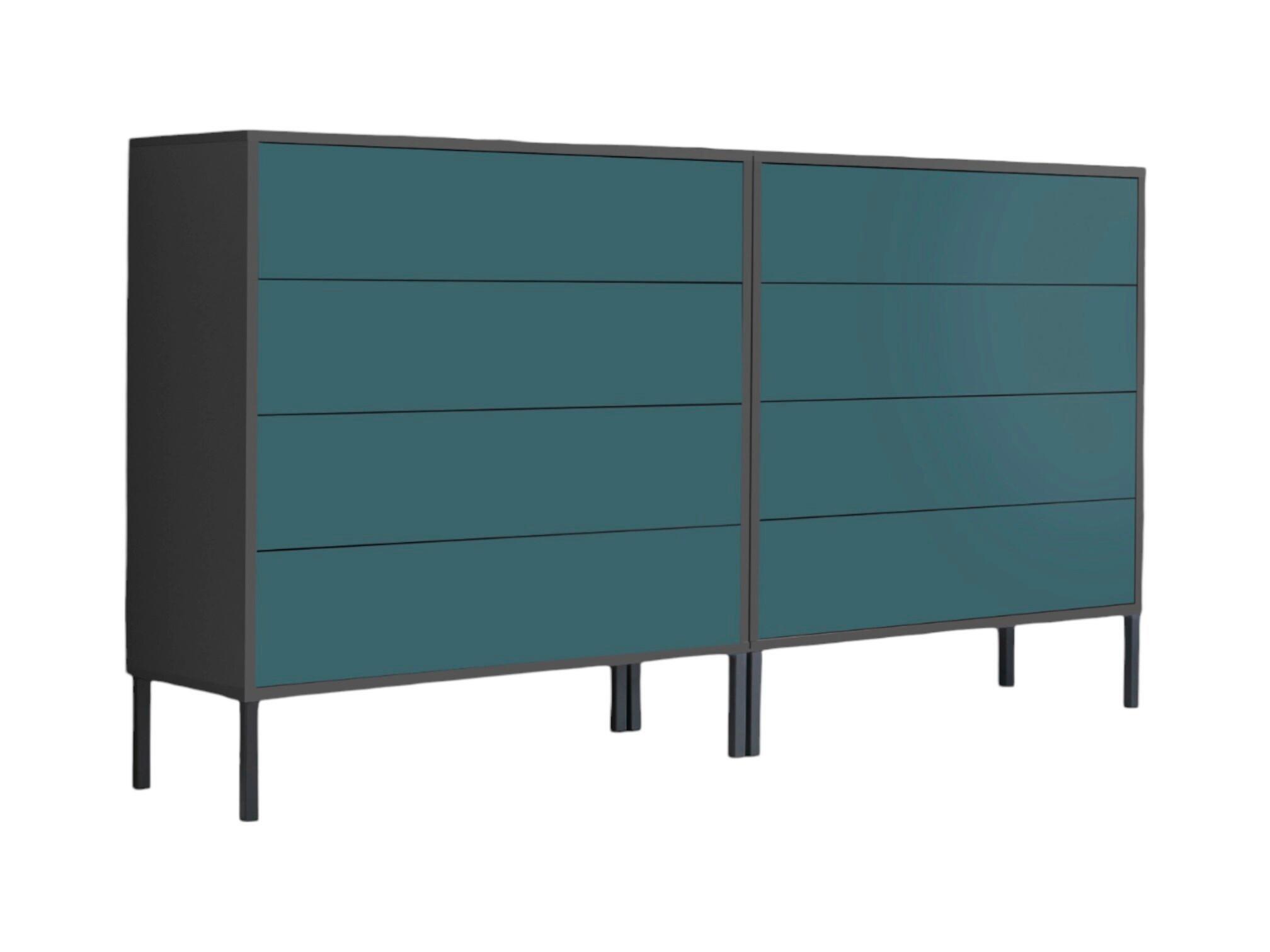 Sideboard Mailand 1 B: 158 Cm Petrol - Anthrazit/Petrol, MODERN, Holzwerkstoff (158/86/33cm) - MID.YOU