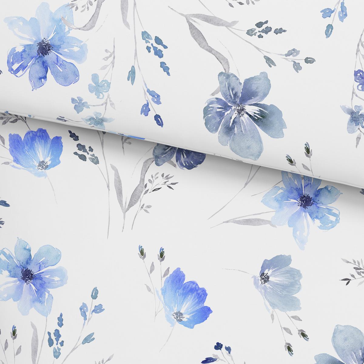Renforce Bettwäsche 140x200 cm Flower Baumwolle Blau - Blau, ROMANTIK / LANDHAUS, Textil (140/200cm) - James Wood