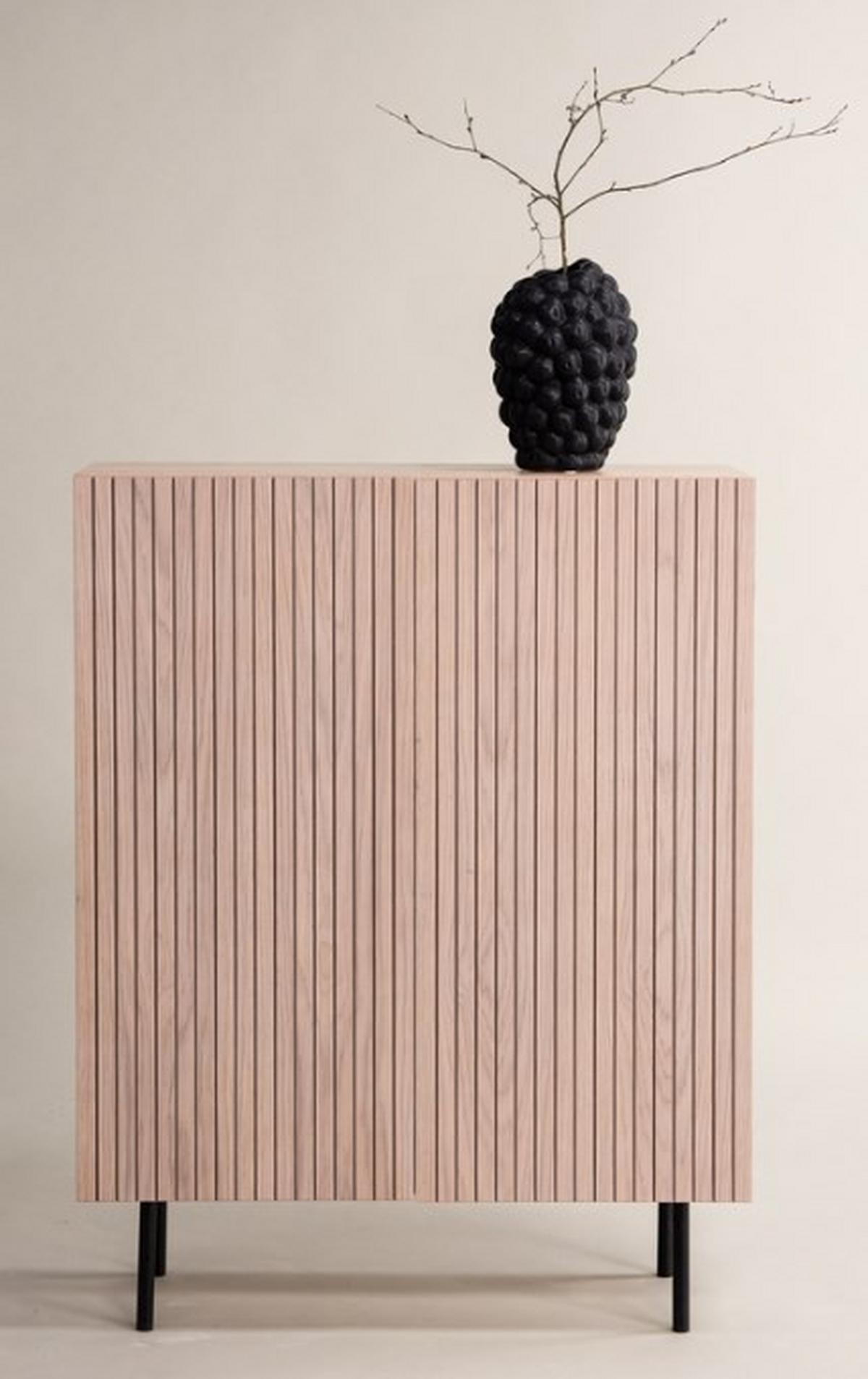 Highboard Björkön - Eichefarben/Schwarz, Design, Holz/Holzwerkstoff (80/103/30cm) - Livetastic