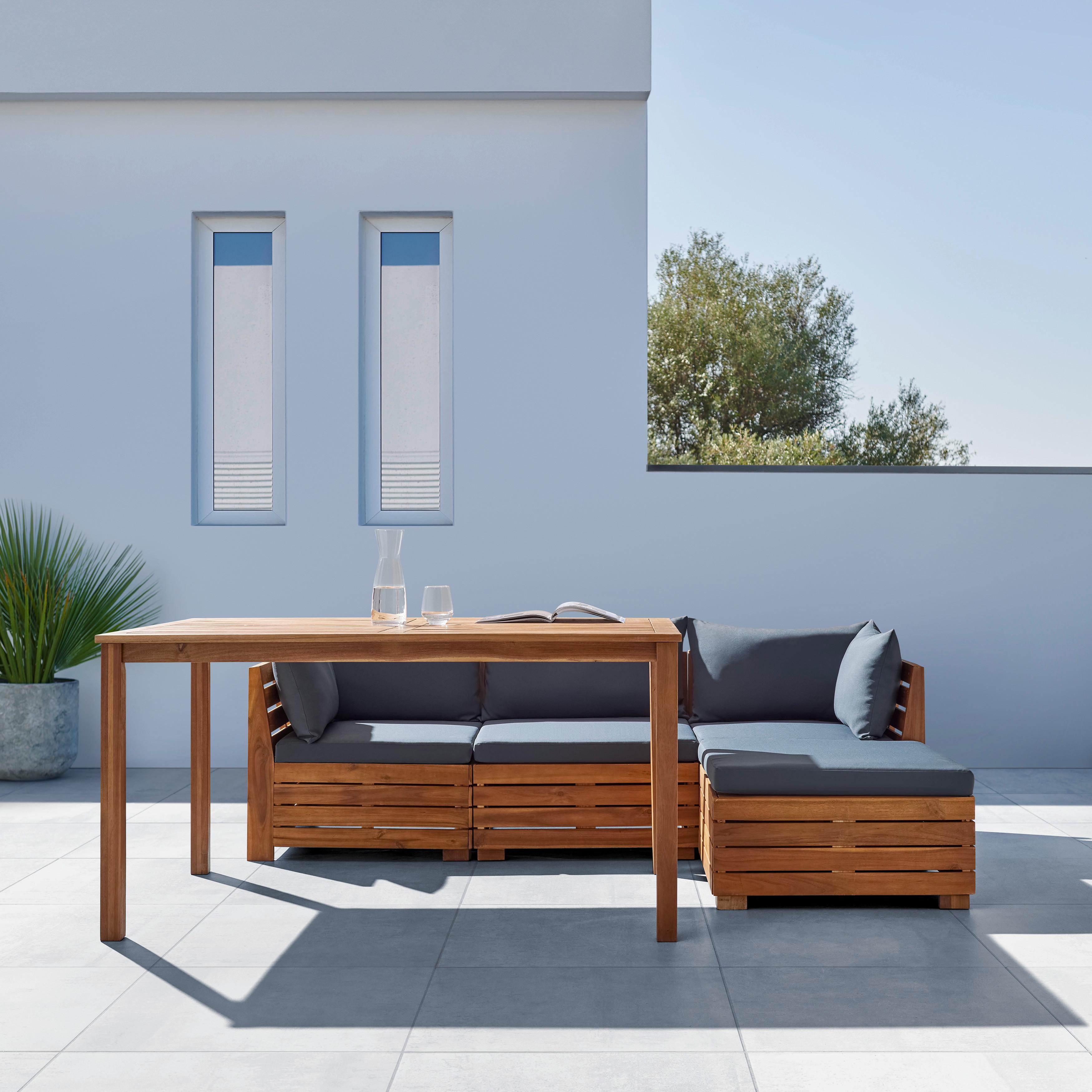 Zahradní Souprava Pia - tmavě šedá/barvy akácie, Moderní, dřevo/textil - Bessagi Garden