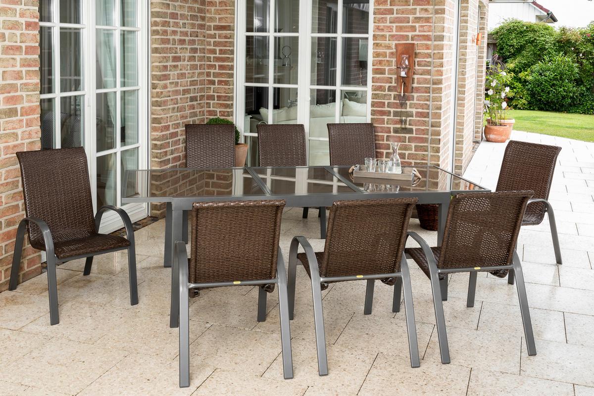 Gartenset Varese - Graphitfarben/Braun, MODERN, Kunststoff/Metall - Gardenson