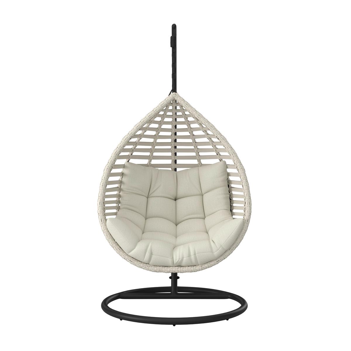 ZÁVESNÉ KRESLO NANCY - krémová/tmavosivá, Modern, kov/textil (105/196/120cm) - Bessagi Garden
