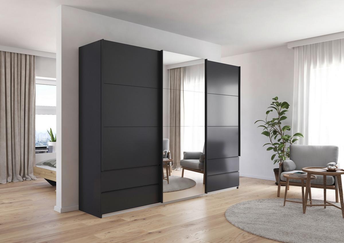 Schwebetürenschrank Karpo - Grau, KONVENTIONELL, Holzwerkstoff (271/210/62cm)
