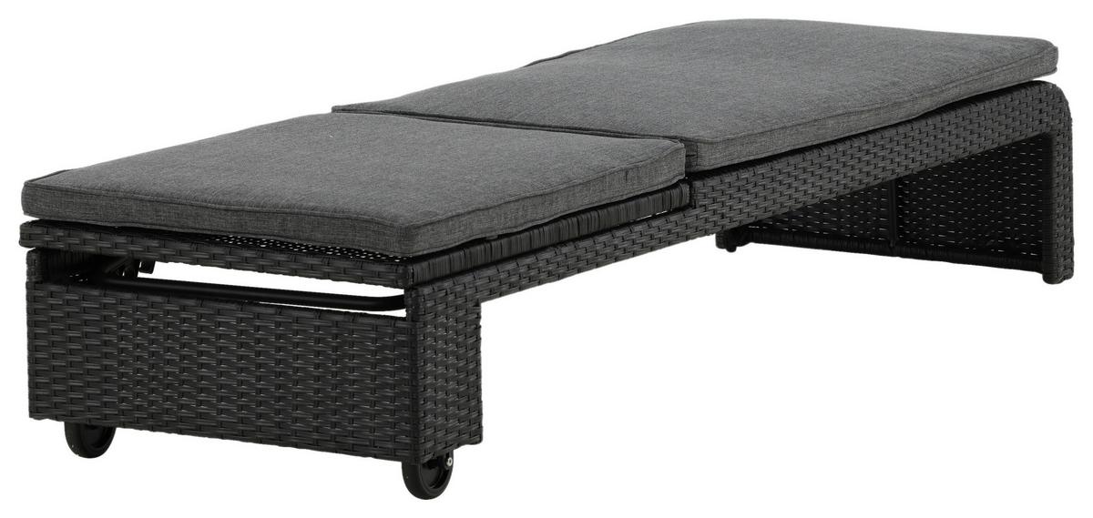 Sonnenliege London Kunststoff verstellbar - Schwarz, KONVENTIONELL, Kunststoff (60/32/196cm) - Gardenson
