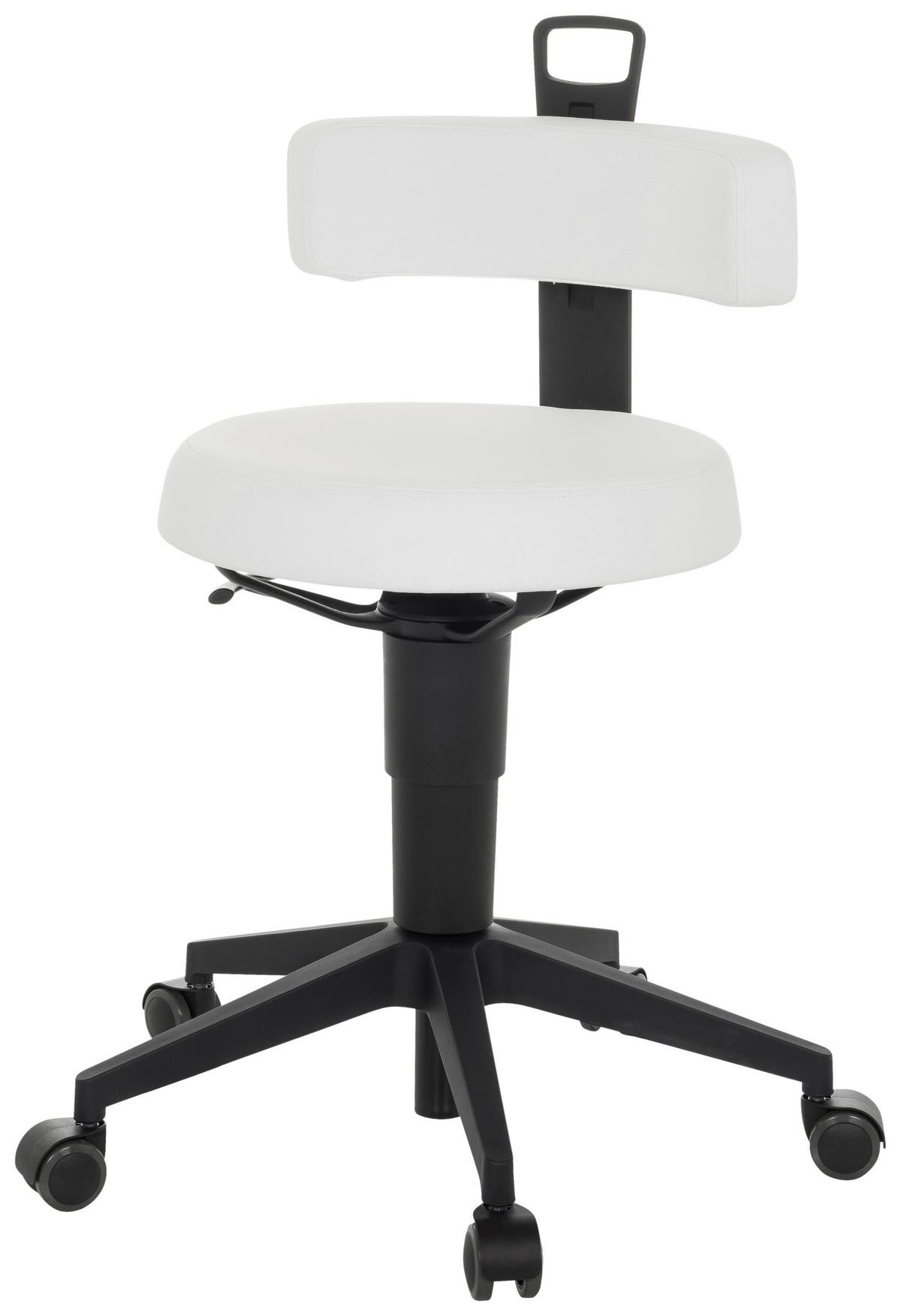 Bürohocker Top Work Flex Pu - Schwarz/Weiß, Basics, Leder/Kunststoff (40/74-86/46cm) - MID.YOU
