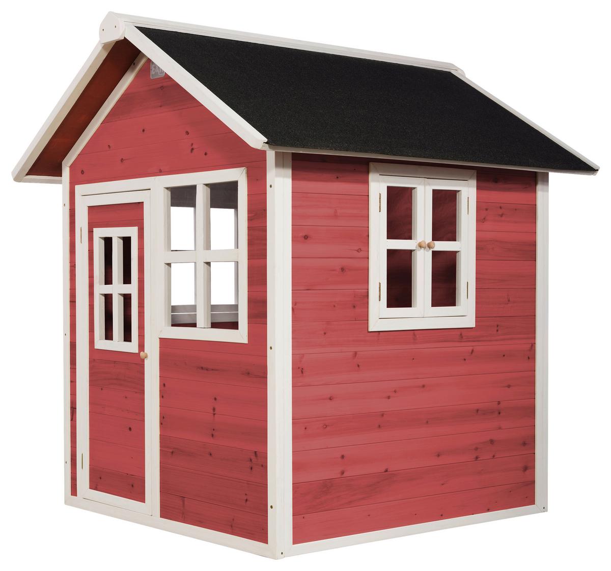 Spielhaus Holz + Wasserfestes Dach Rot Exit Loft 100 - Rot, KONVENTIONELL, Holz (149/135/159cm) - EXIT Toys