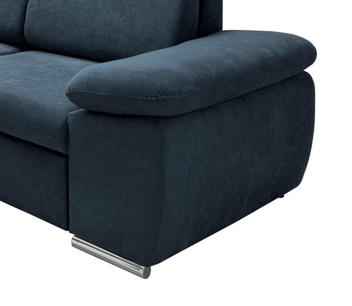 Ecksofa Vasto Dunkelblau S: 228x283 cm - Chromfarben/Dunkelblau, Design, Textil (228/283cm) - Livetastic