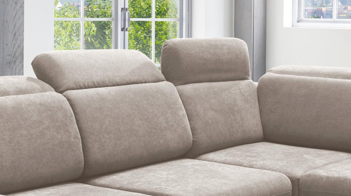 Ecksofa Vasto Taupe S: 283x228 cm - Taupe/Chromfarben, Design, Textil (283/228cm) - Livetastic