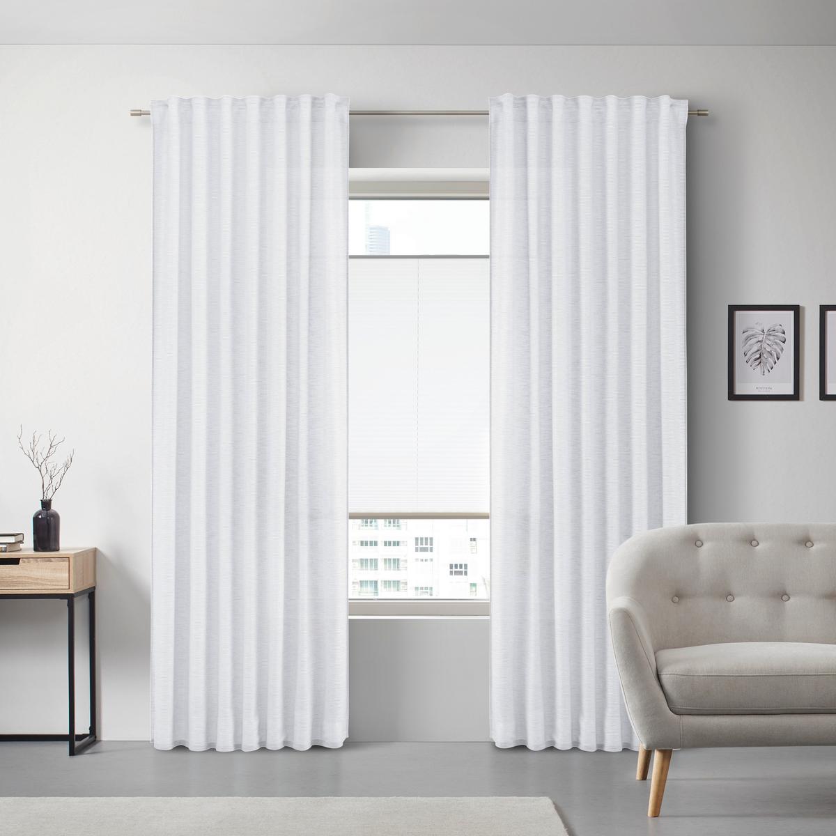 HOTOVÝ ZÁVĚS Eva, 140/255cm, bílá - bílá, Romantický / Rustikální, textil (140/255cm) - Premium Living