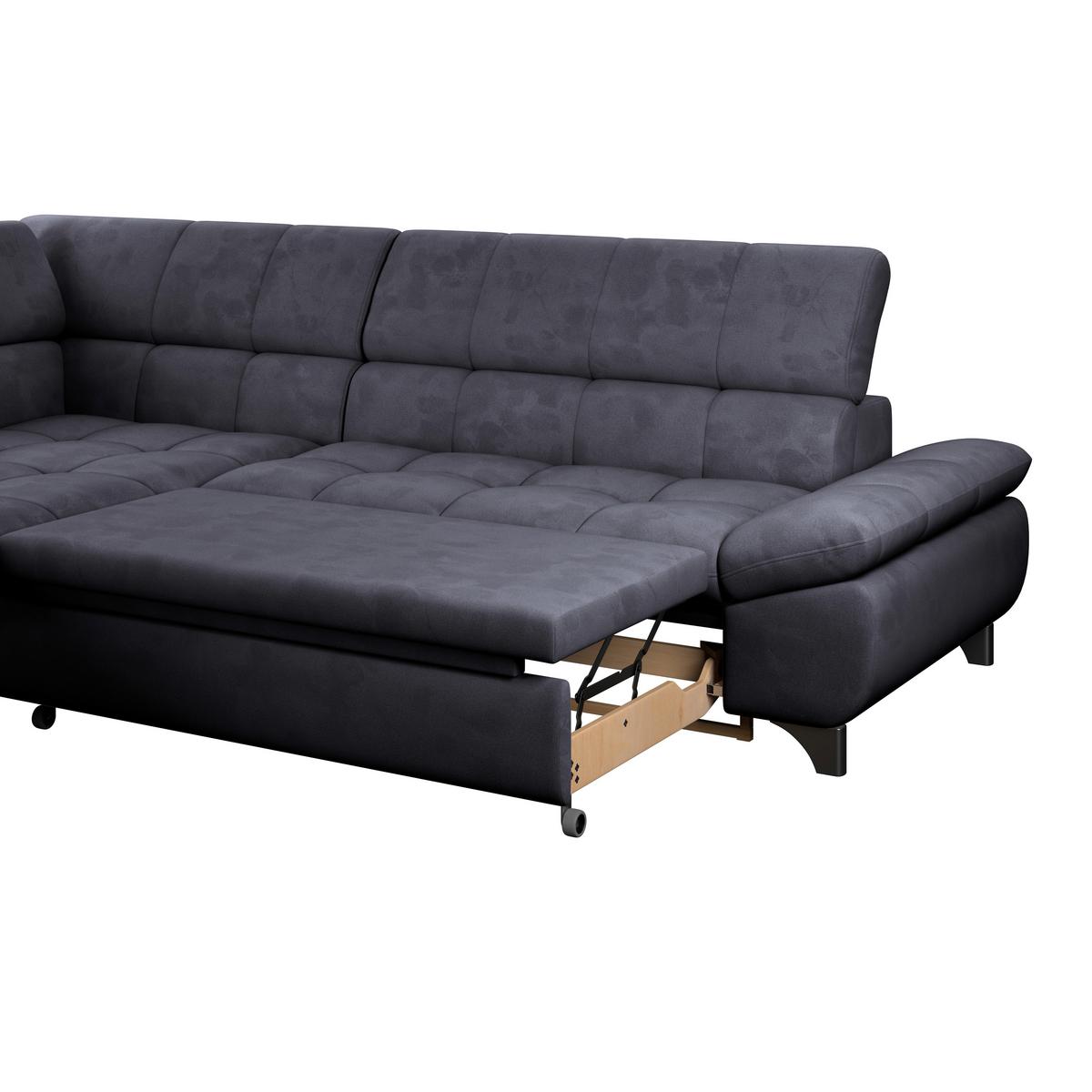 Eckbank Gemini Dunkelgrau, B: 234cm - Chromfarben/Dunkelblau, KONVENTIONELL, Textil (234/312cm)