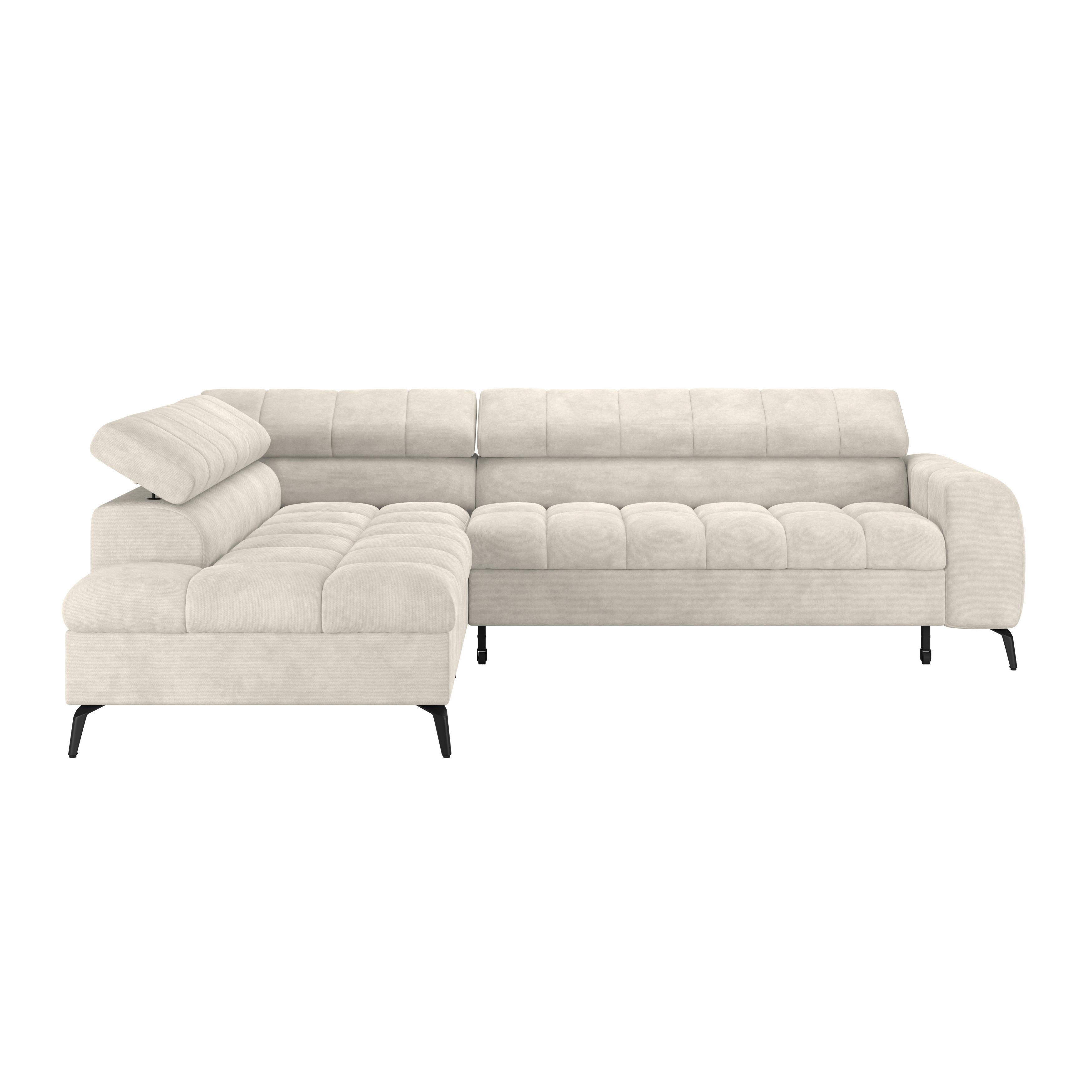 Ecksofa Volf Links New Cremefarben, S: 203x261 cm - Creme/Schwarz, Trend, Kunststoff/Textil (203/261cm)