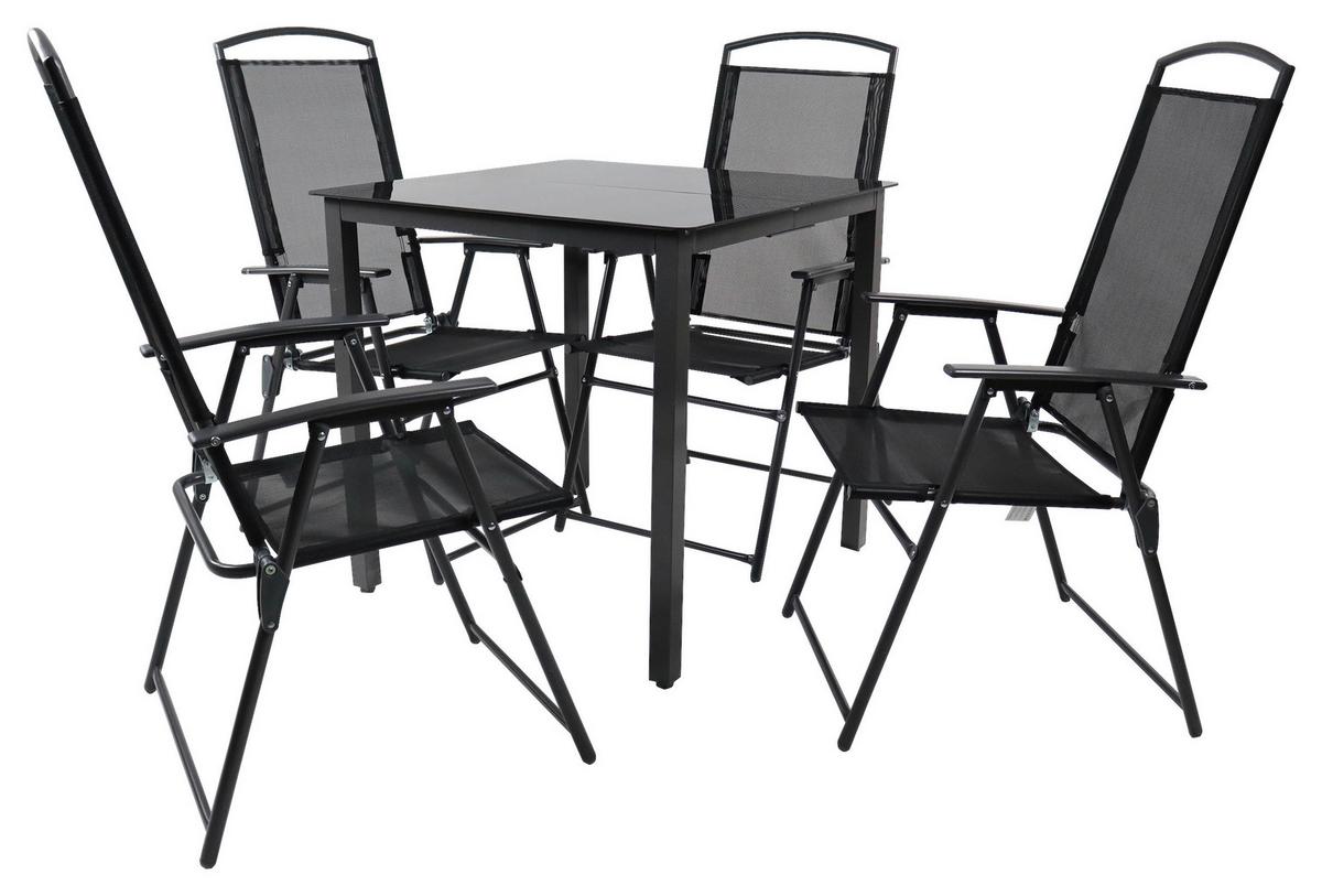 Záhradní sestava černé sklo - černá/antracitová, Basics, kov/textil (80/80/76cm) - Gardenson