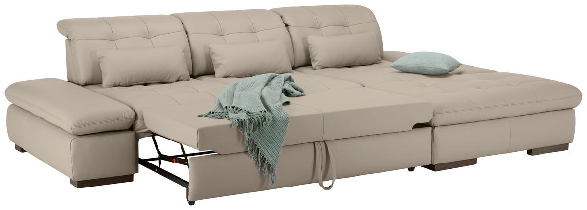 Rohová sedačka SANFINO, pravá, svetlě šedá pravá kůže - světle šedá/barvy chromu, Konvenční, kov/kůže (305/199cm) - Premium Living