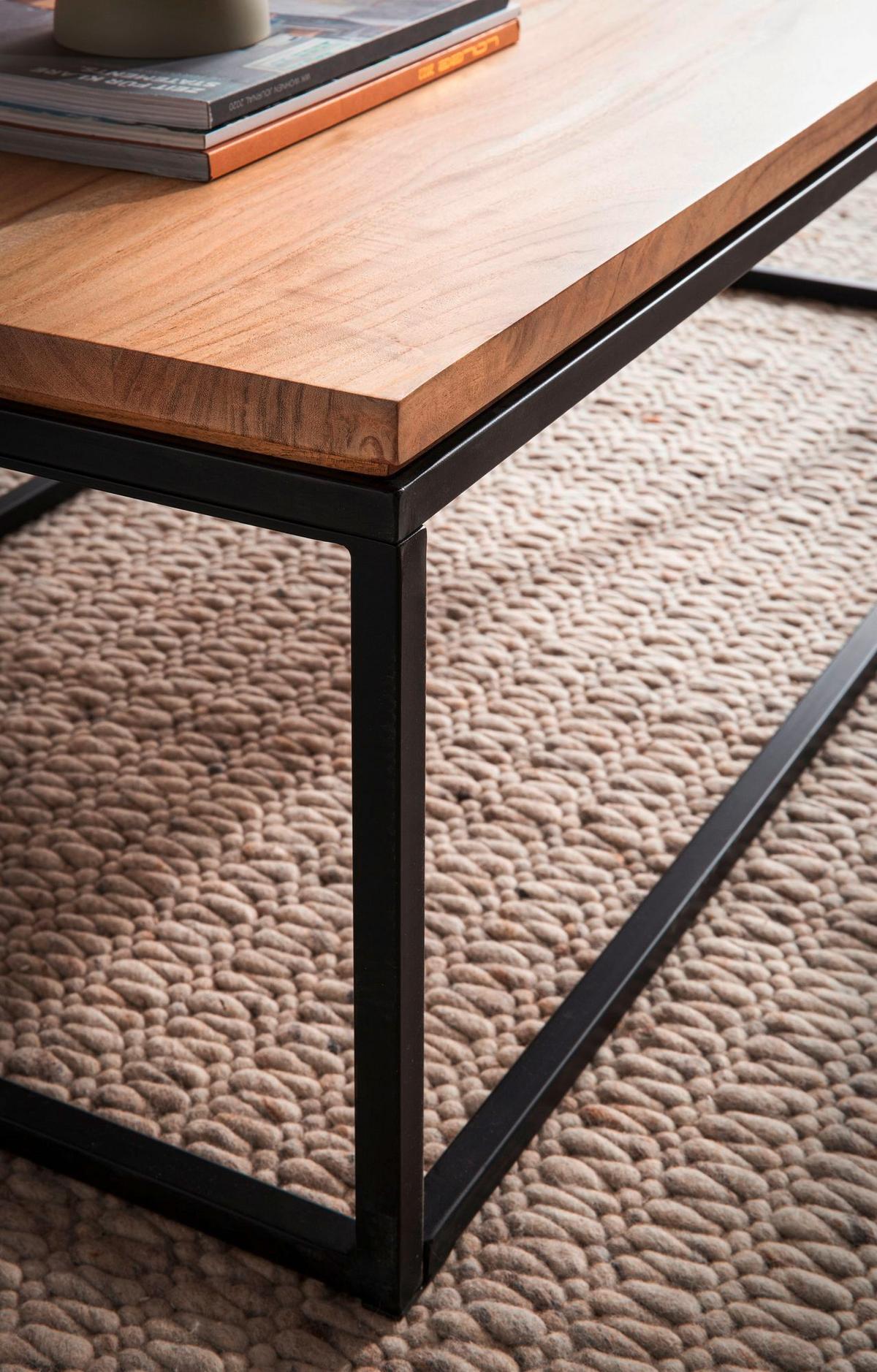 Konferenční stolek akácie - černá/barvy akácie, Design, kov/dřevo (120/60/40cm) - Livetastic