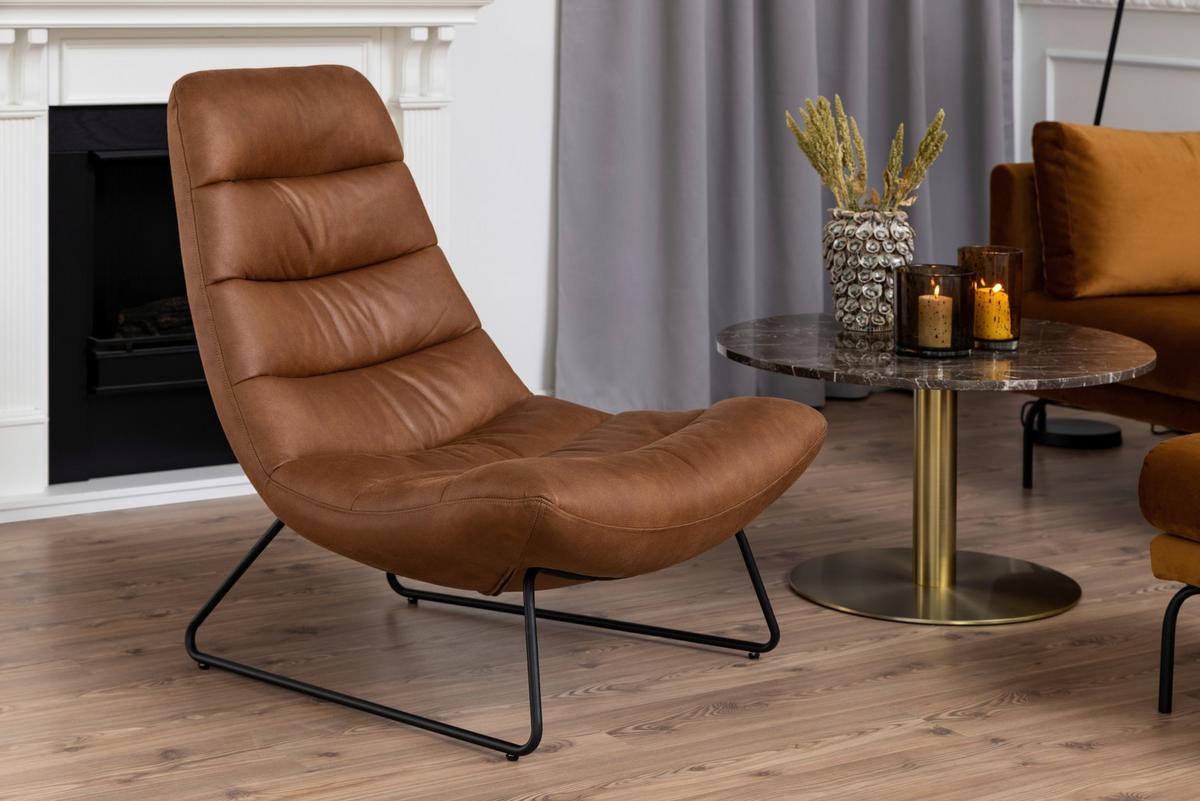 Sessel Milford - Cognac/Schwarz, Design, Textil (82,5/97/93cm) - Livetastic