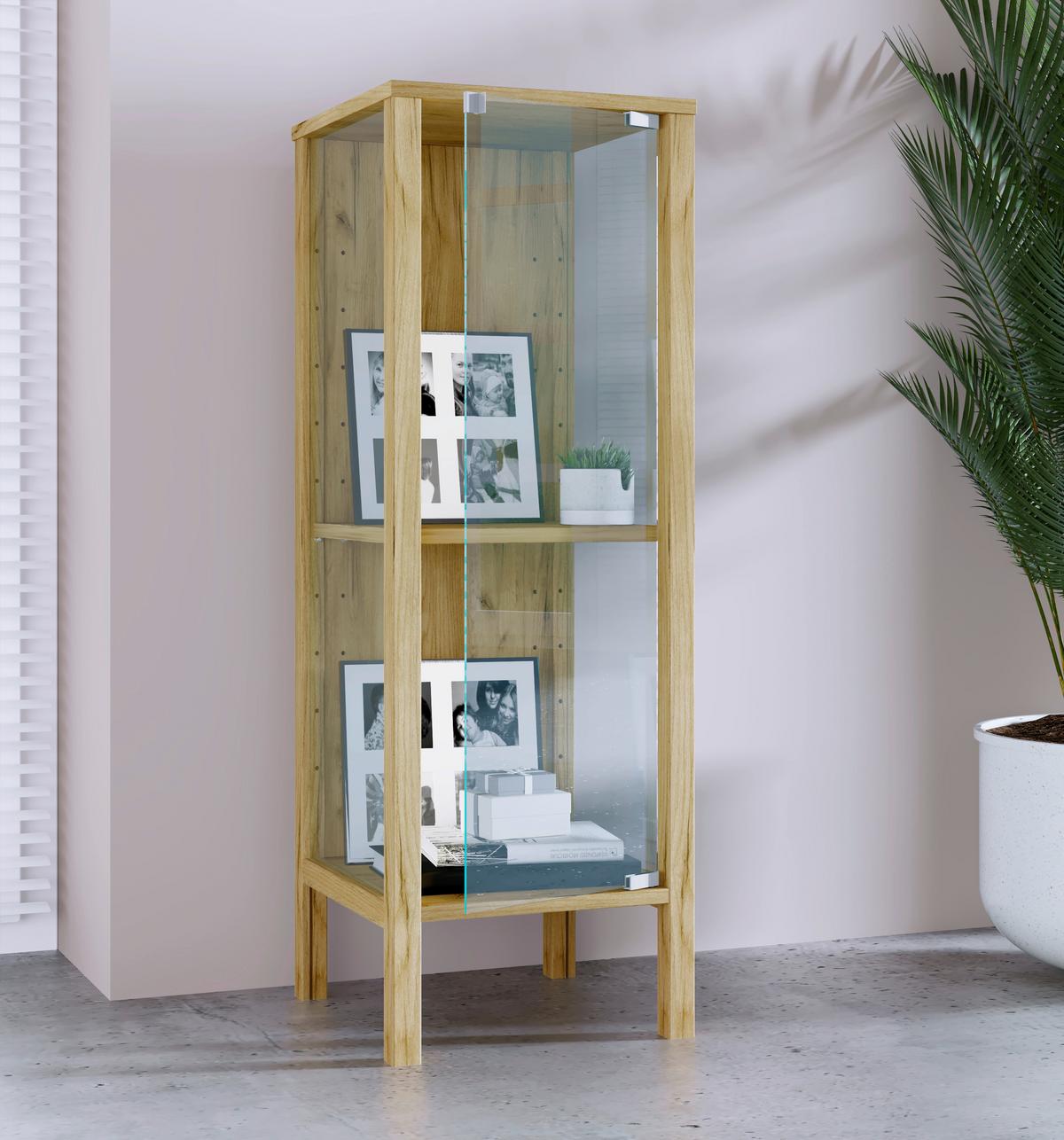 Vitrine Jensol Honigeiche B: 33 cm - Honigeiche/Klar, Design, Glas/Holzwerkstoff (33/98/35cm) - Livetastic