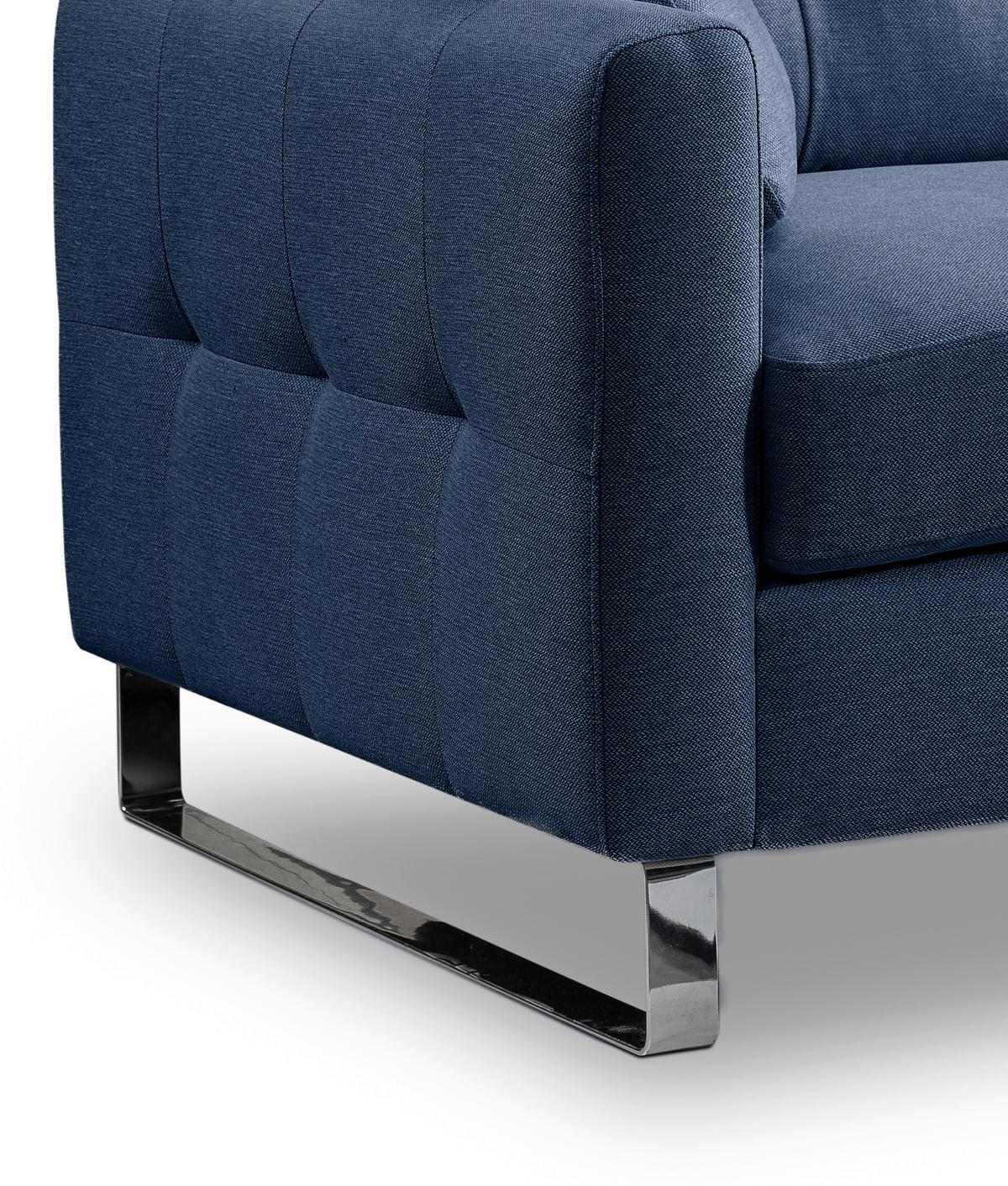 2,5-Sitzer Hera Dunkelblau B: 203cm - Chromfarben/Dunkelblau, Basics, Holz/Textil (203/92/94cm) - MID.YOU