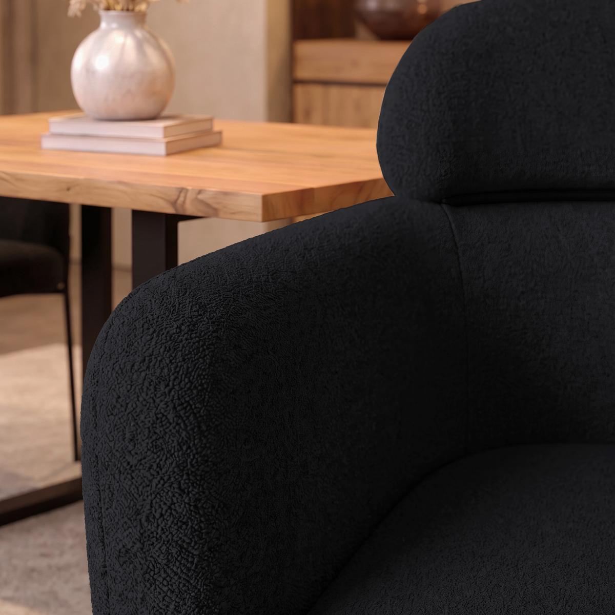 Židle s područkami Chloe, černé, čalouněné - černá, Moderní, kov/textil (62/79/59,5cm) - Bessagi Home