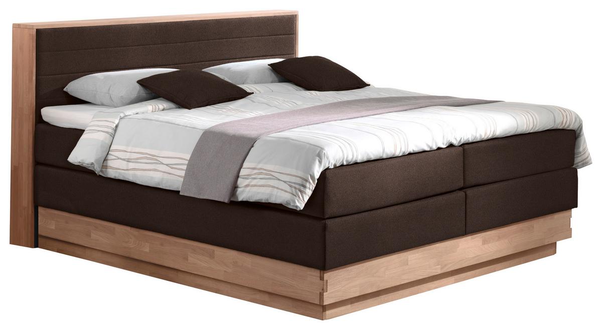 Boxspringbett H3xh4 mit Topper & Bettkasten 180x200 Moneta - Eichefarben/Dunkelbraun, MODERN, Holz/Textil (180/200cm) - MID.YOU