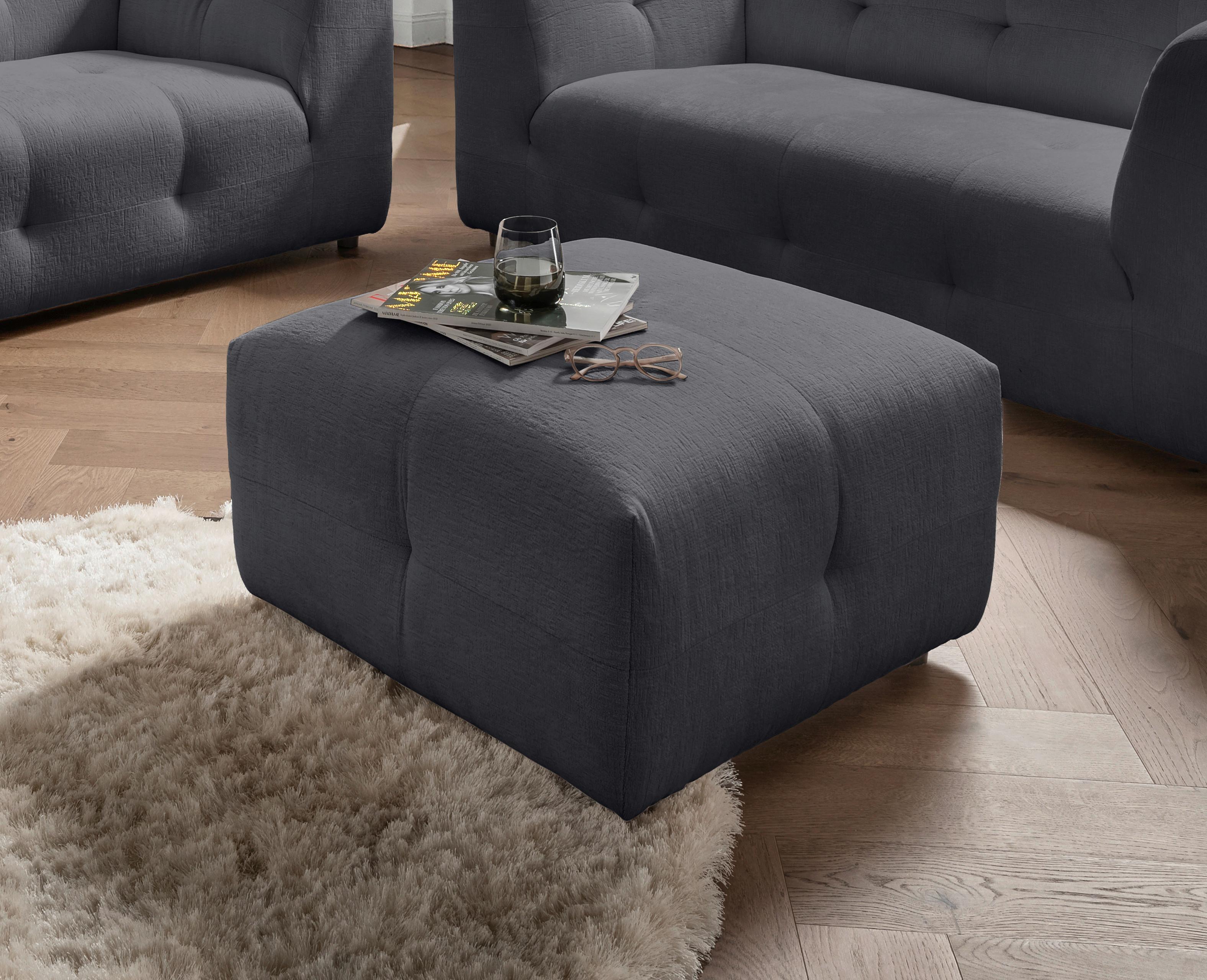 Hocker Velice, Anthrazit B: 72 Cm - Anthrazit/Schwarz, Design, Textil (72/44/72cm) - Livetastic