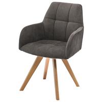 Armlehnstuhl Elke Braun Eiche Massiv, drehbar, B: 61cm - Naturfarben/Braun, KONVENTIONELL, Holz/Textil (61/88/66,5cm)