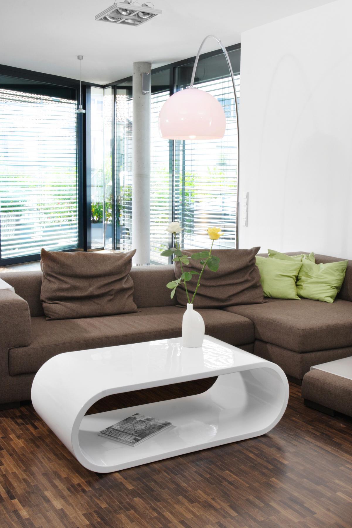 Couchtisch Weiß, Eiche Dekor L: 120 Cm - Weiß Hochglanz, Design, Holzwerkstoff (120/60/40cm) - Livetastic