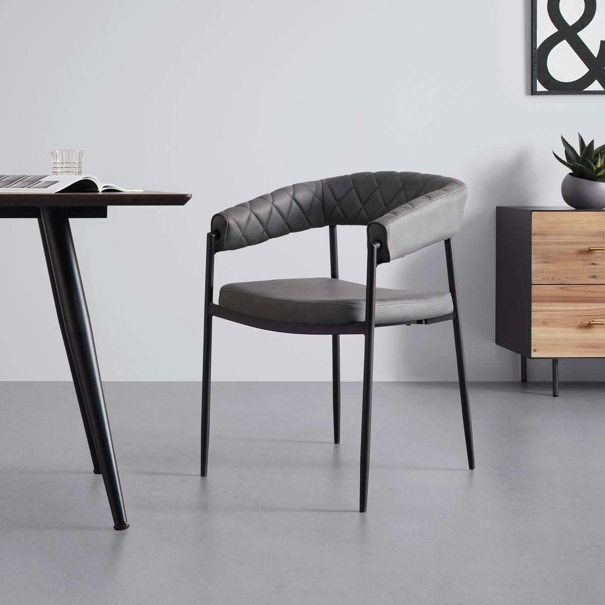 Židle LANI šedá - šedá/černá, Moderní, kov/dřevo (55/76/57cm) - Bessagi Home