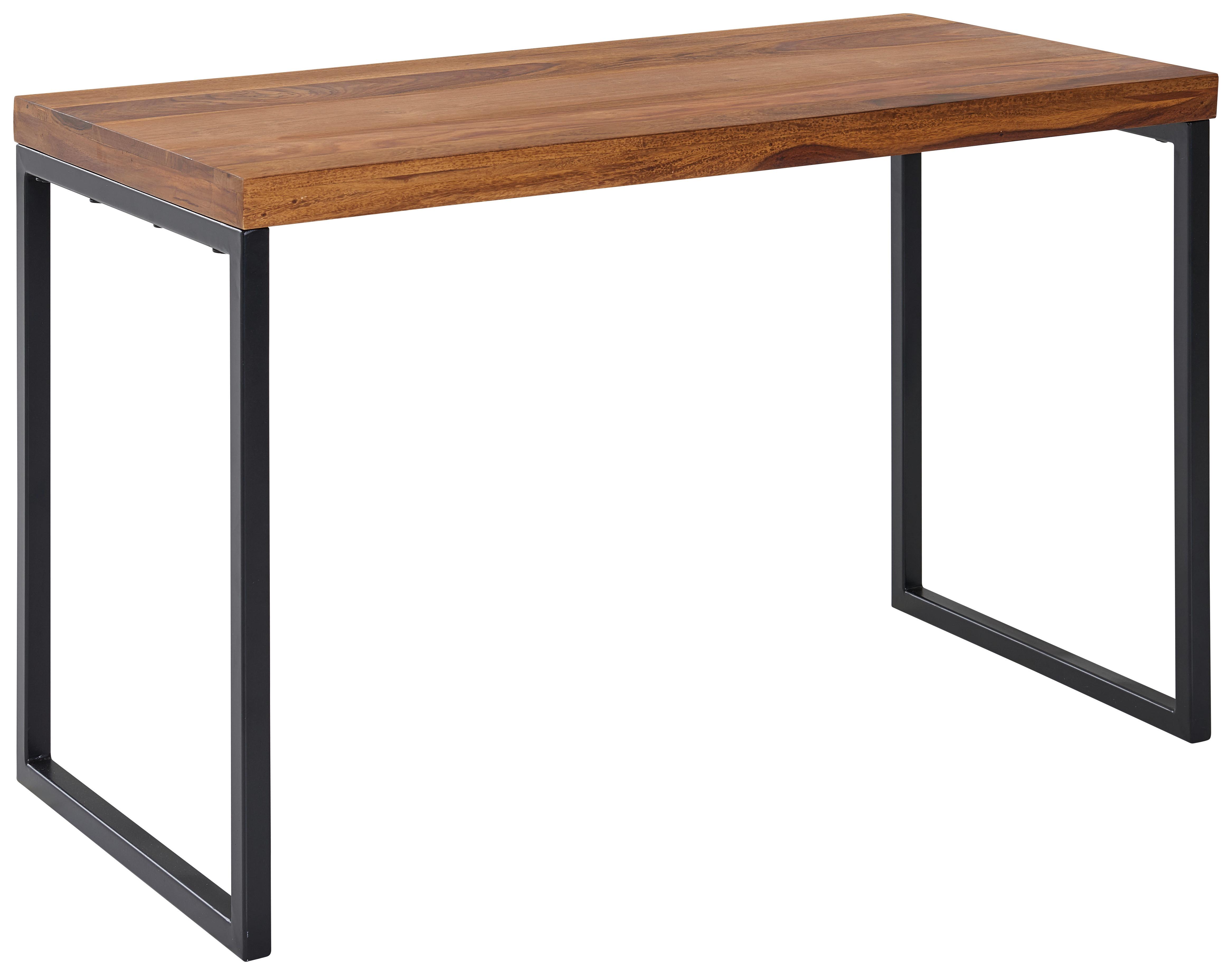 Trendový písací stôl z masívneho dreva š: 117cm - čierna/farba indického palisandra, Modern, kov/drevo (117/59/76,5cm) - MID.YOU