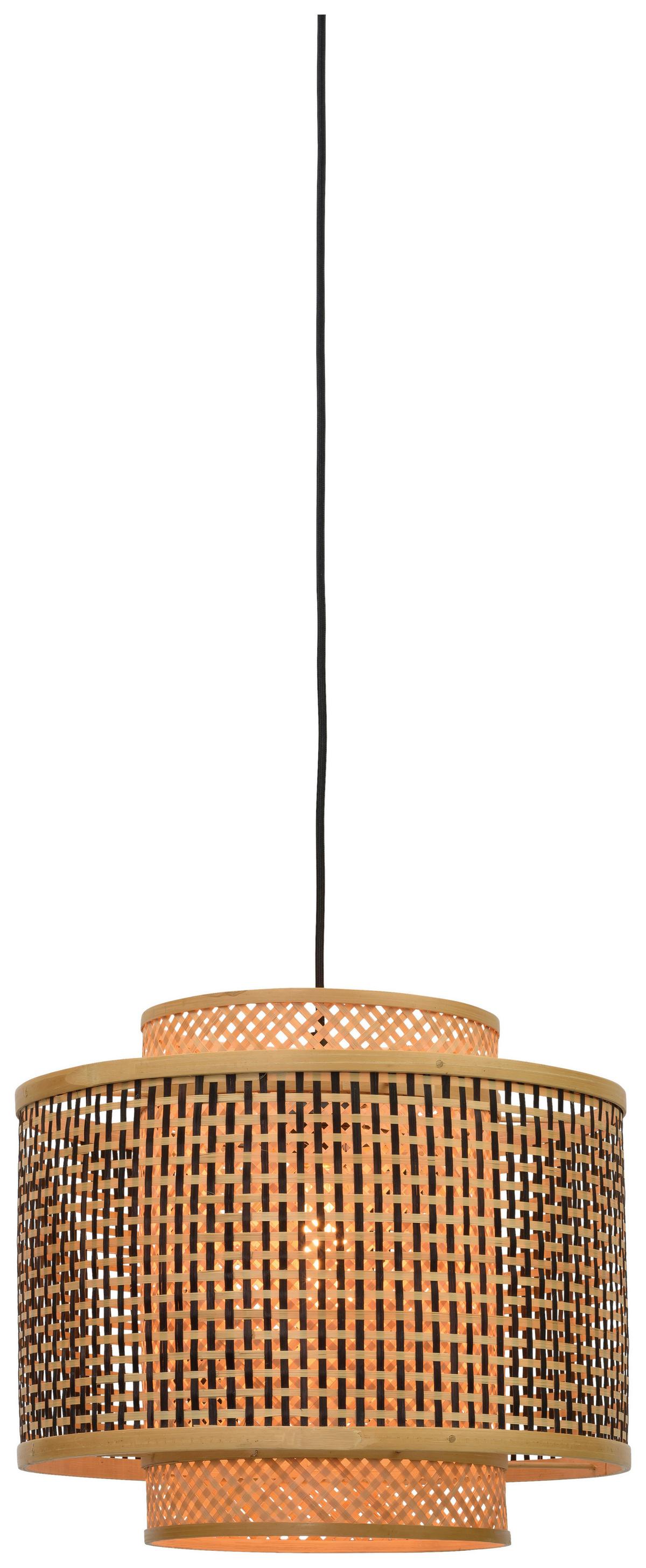Hängeleuchte Bhutan H: 243 Cm 1-Flammig Höhenverstellbar - Schwarz/Braun, Design, Naturmaterialien (43/243/41,5cm) - Good & Mojo