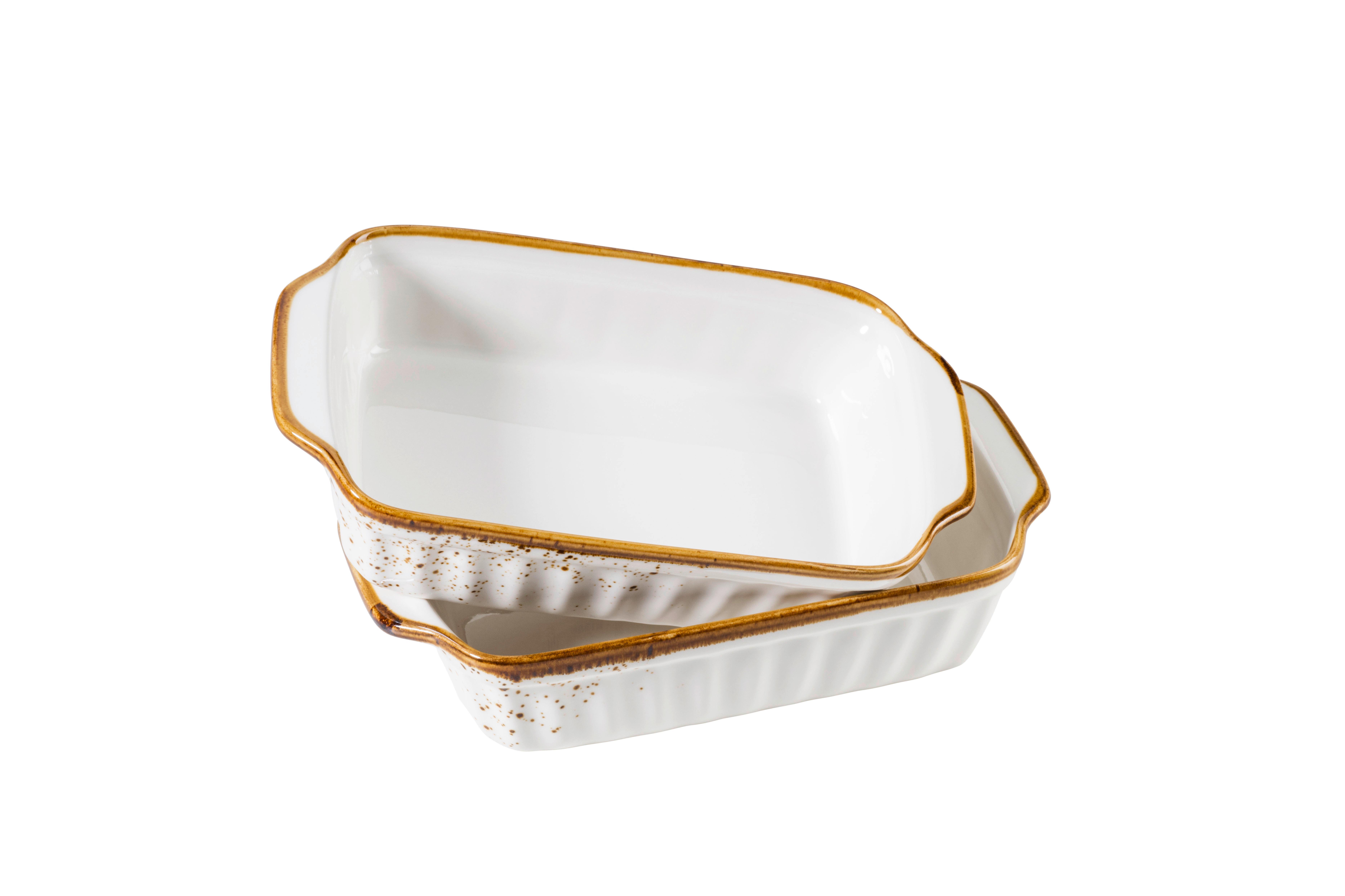 Auflaufform Pintar Porzellan Rechteckig Braun Weiß - Braun/Weiß, Basics, Keramik (24/14/4,8cm) - Mäser