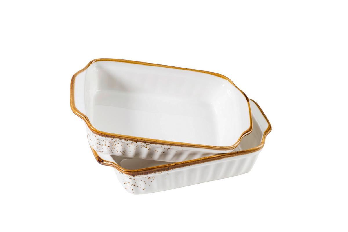Auflaufform Pintar Porzellan Rechteckig Braun Weiß - Braun/Weiß, Basics, Keramik (24/14/4,8cm) - Mäser