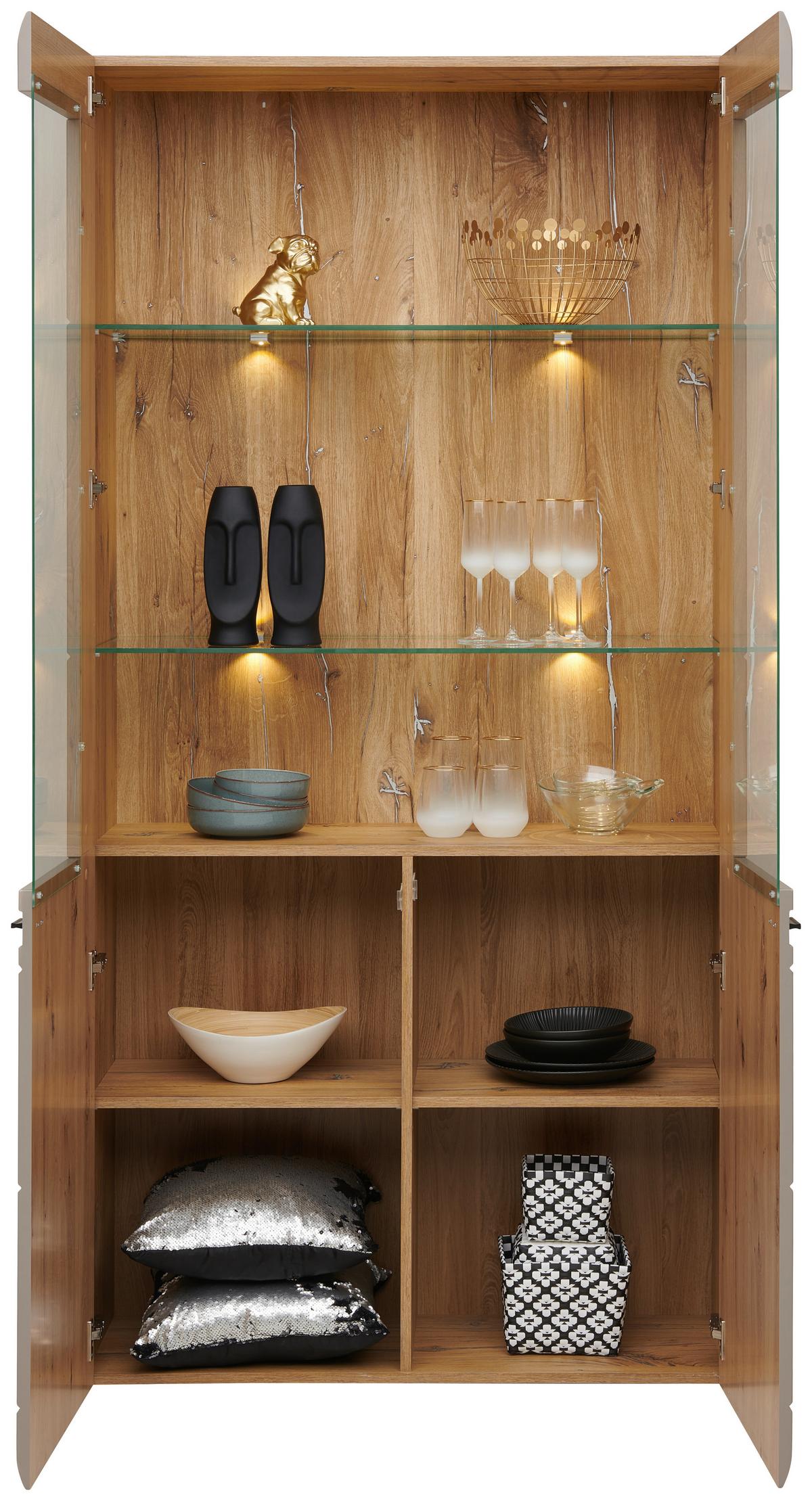 Vitrin Auris - Modern, faalapú anyag/Üveg (100/204,2/37,1cm) - Luca Bessoni