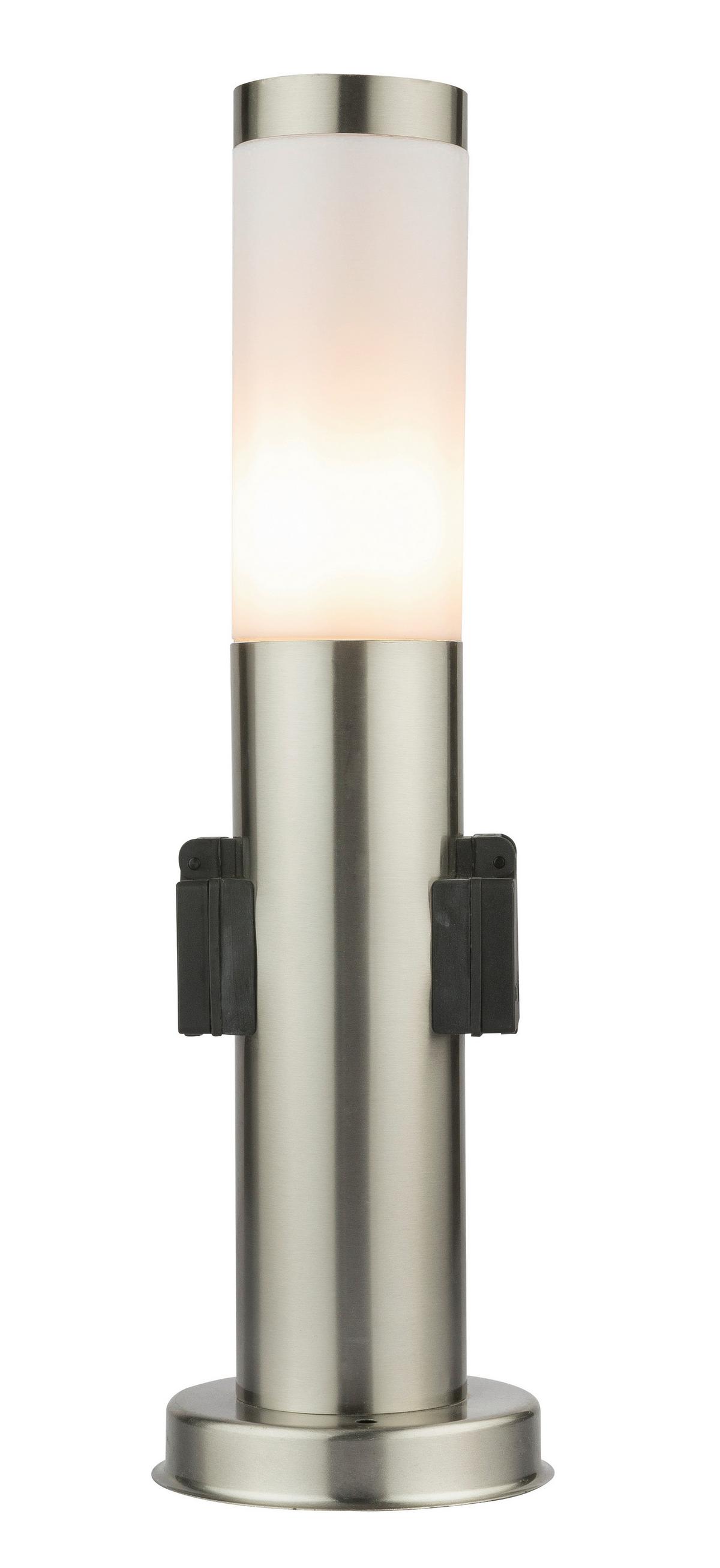 Außenleuchte Boston 60 Watt Edelstahl - Edelstahlfarben/Opal, Basics, Kunststoff/Metall (13,1/45cm) - Globo