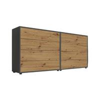 Sideboard Mailand1 B:158cm Eiche Artisan - Anthrazit/Schwarz, MODERN, Holzwerkstoff (158/73/33cm) - MID.YOU