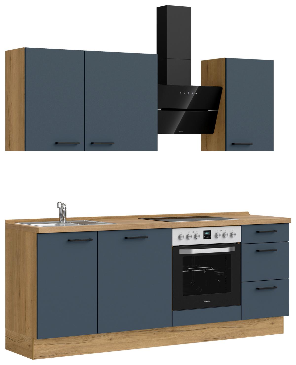 Küchenleerblock Easytouch High-Line, H5 Rechts - Blau/Eichefarben, MODERN, Holzwerkstoff (210cm) - Nobilia