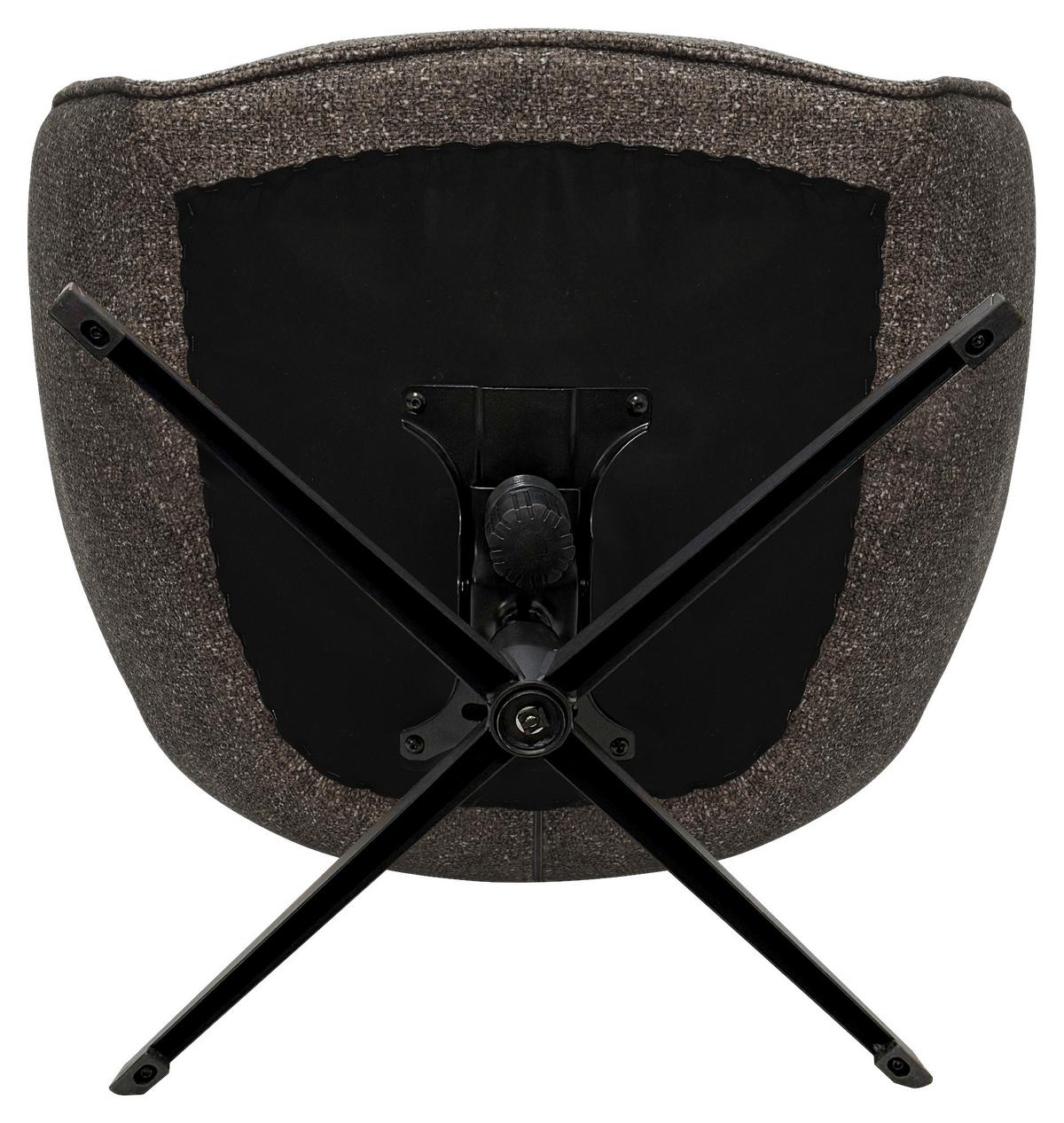 Otočné křeslo FLAVIO, šedohnědá - černá/šedavě hnědá, Moderní, kov/textil (74/98/83cm) - Mömax