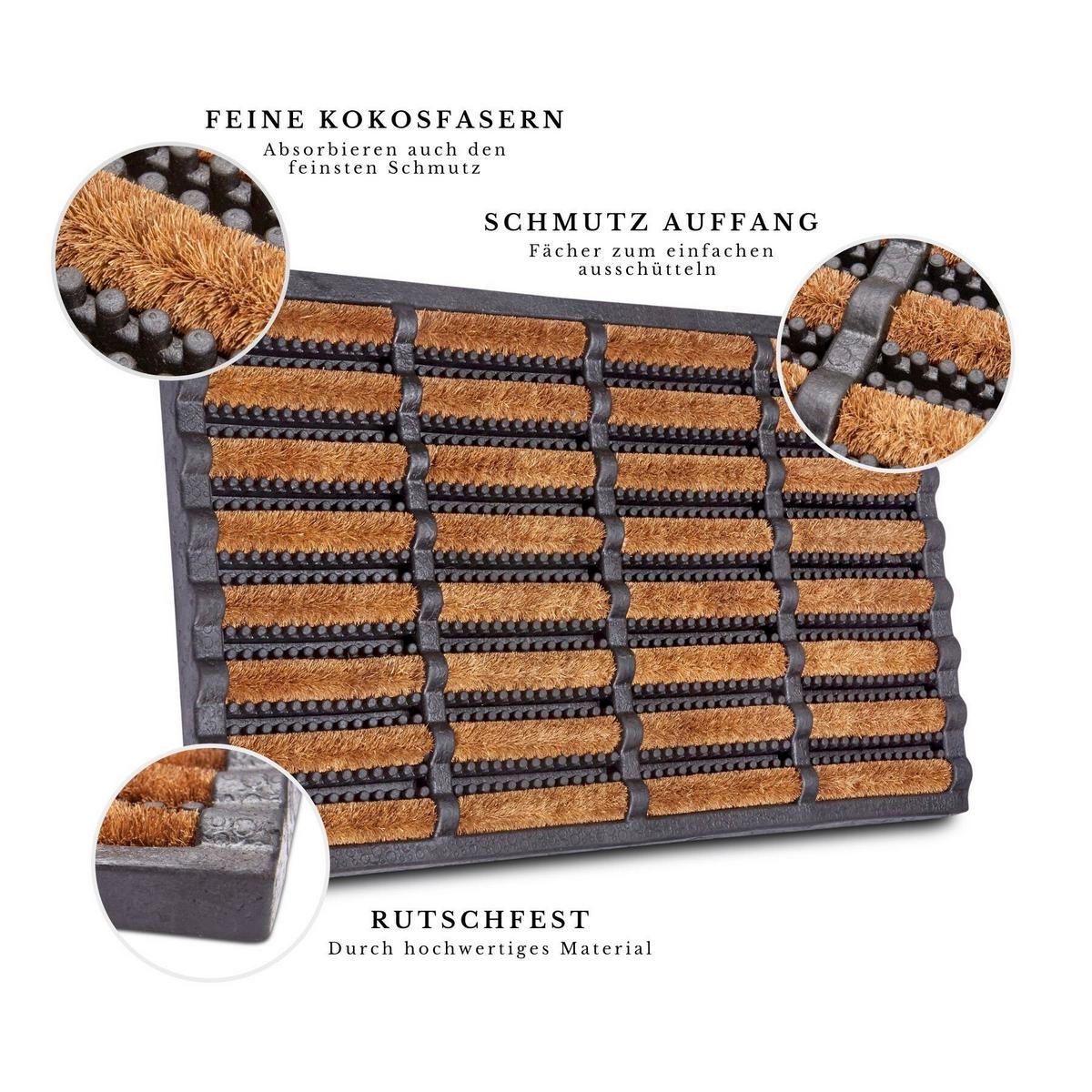 Kokosmatte Brushes Schwarz Kokos 40x60 Cm - Hellbraun/Schwarz, Basics, Naturmaterialien (40/60cm) - Hanse Home