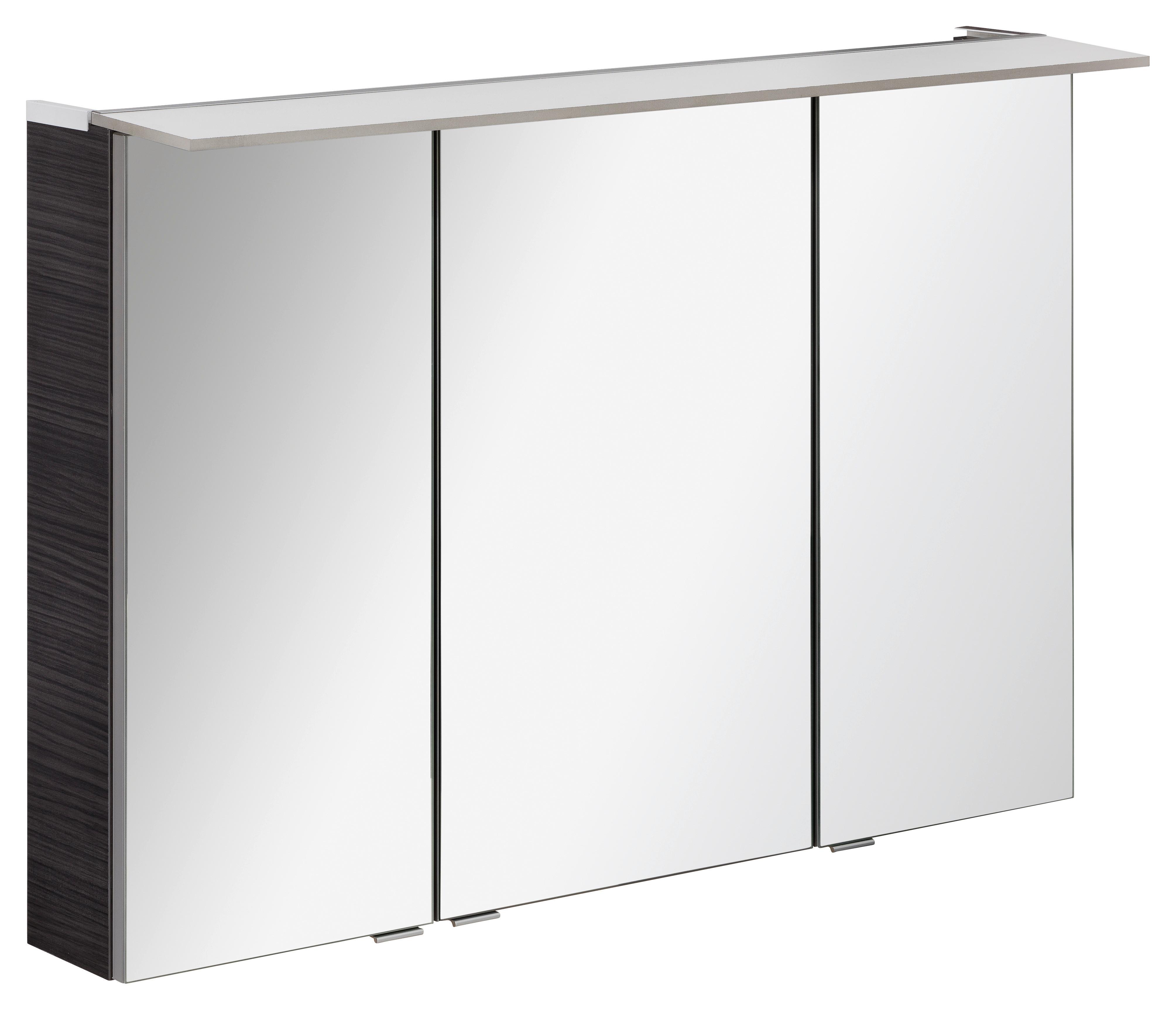 Spiegelschrank B.perfekt + Led 3-Türig 100x69,5x23,5 cm Braun - Dunkelbraun/Silberfarben, MODERN, Glas/Holzwerkstoff (100/69,5/23,5cm) - MID.YOU