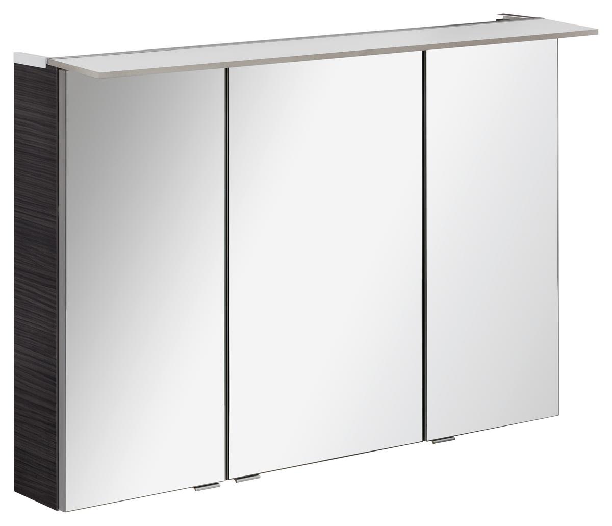 Spiegelschrank B.perfekt + Led 3-Türig 100x69,5x23,5 cm Braun - Dunkelbraun/Silberfarben, MODERN, Glas/Holzwerkstoff (100/69,5/23,5cm) - MID.YOU