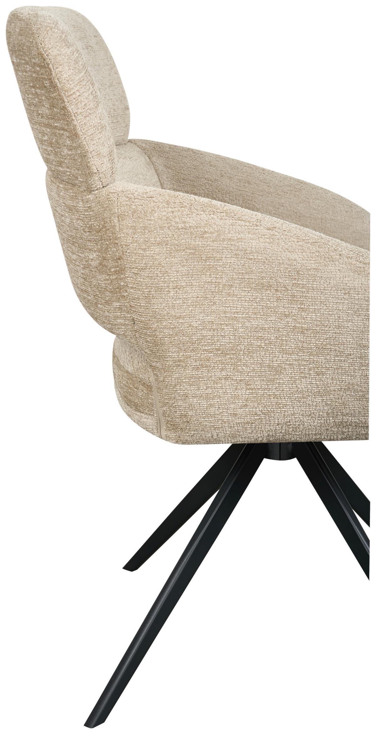 Armlehnstuhl Lyon Khaki B: 57,5 cm - Khaki/Schwarz, MODERN, Textil/Metall (57,5/85/61cm) - Livetastic