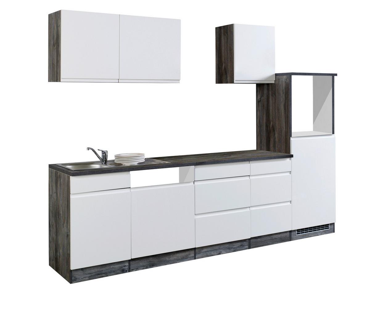 Küchenzeile Cardiff ohne Geräte 280 cm Weiß/Vintage - Weiß Hochglanz/Weiß, Basics, Holzwerkstoff (280cm) - Held