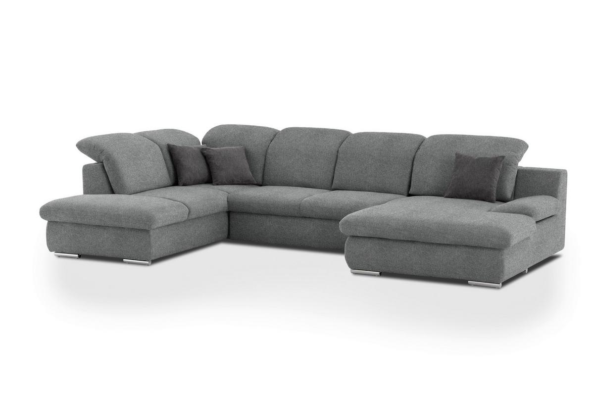 Wohnlandschaft Isona Dunkelgrau Isona - Chromfarben/Dunkelgrau, Design, Textil (212/353/165cm) - Livetastic